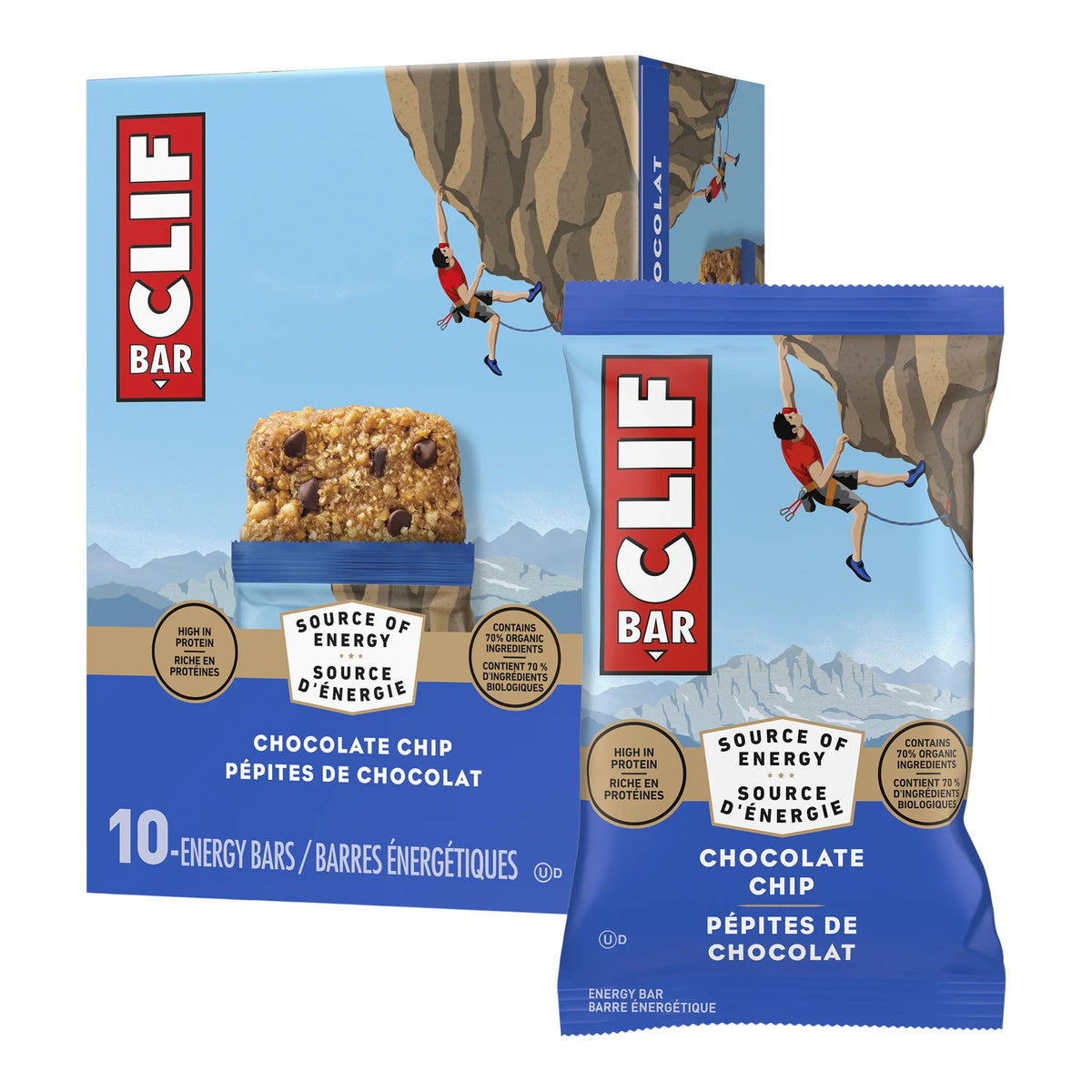 Clif Chocolate Chip Energy Bar, 10 × 68 g