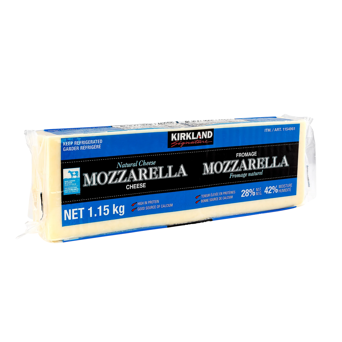 Kirkland Signature Mozzarella Cheese Block, 1.15 kg