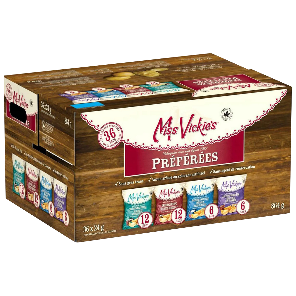 Miss Vickie's Potato Chips Variety Pack, 36 × 24 g