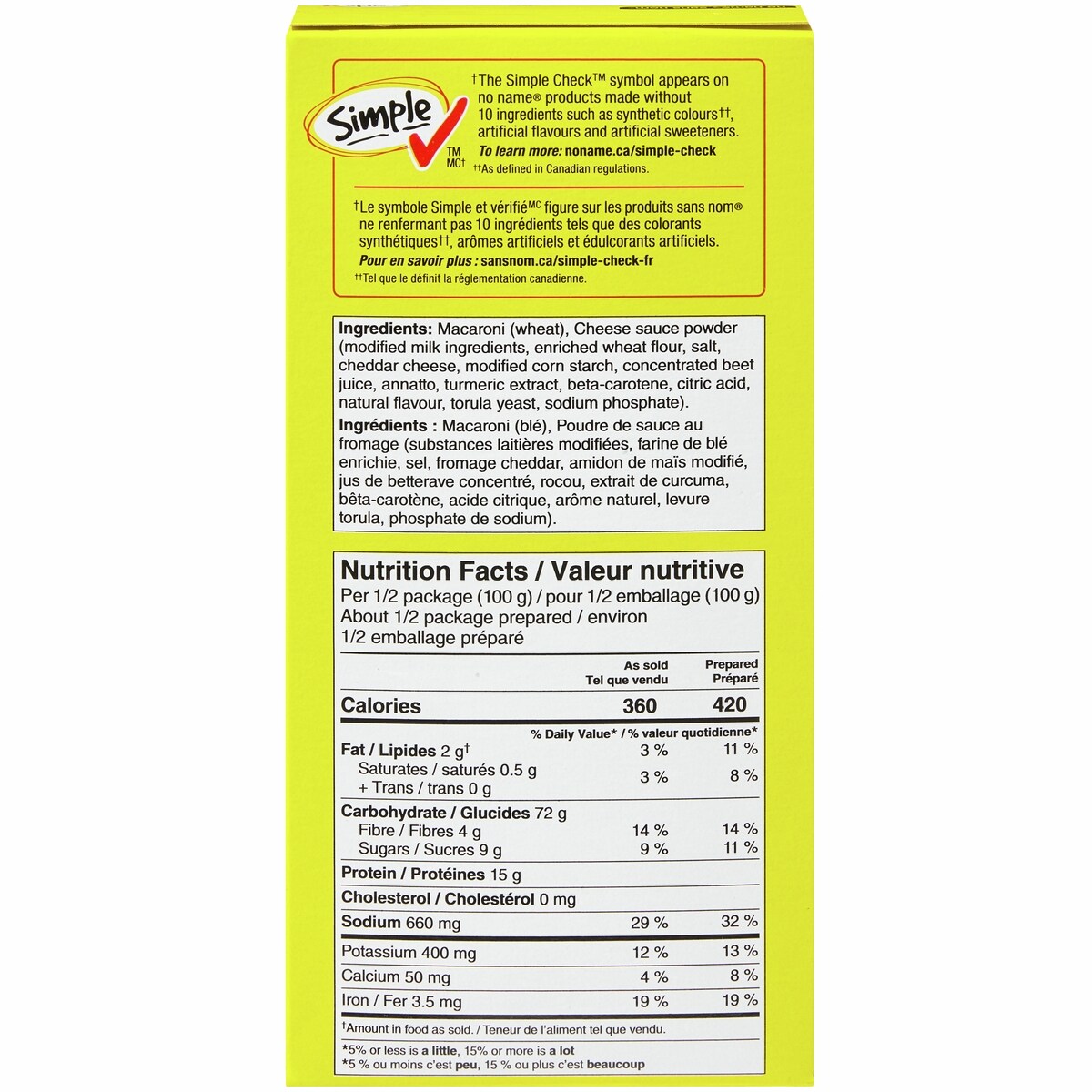 No Name Macaroni & Cheese Dinner, 200 g