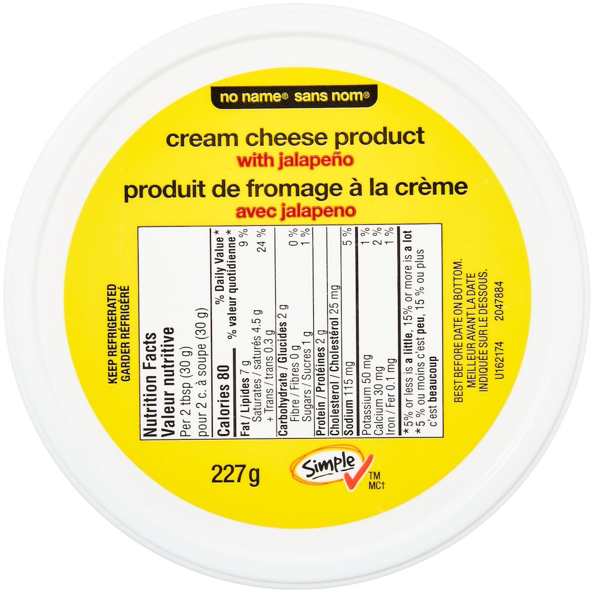 No Name Cream Cheese Product with Jalapeno, 227 g