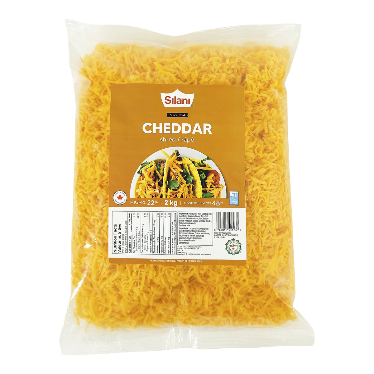 Silani Processed Cheddar Shred, 2 kg