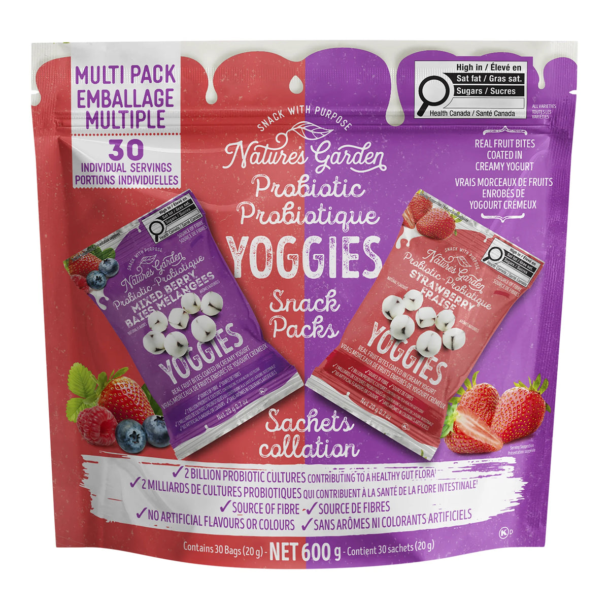 Nature's Garden Probiotic Yoggies Variety Pack, 30 × 20 g