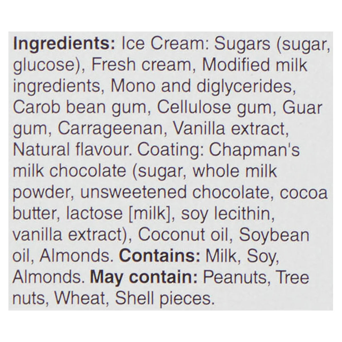 Chapman's Canadian Collection Vanilla Ice Cream Bars with Almonds & Milk Chocolate, 8 × 55 mL