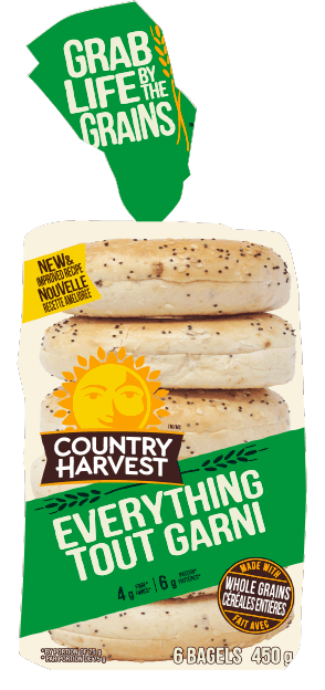 Country Harvest Bagel, Everything 6pk, 450g