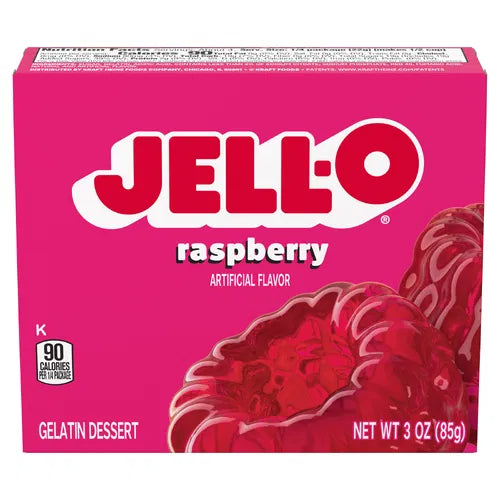 Jell-O Raspberry Jelly Powder, Gelatin Mix, Box, Caseine-Free, 85g