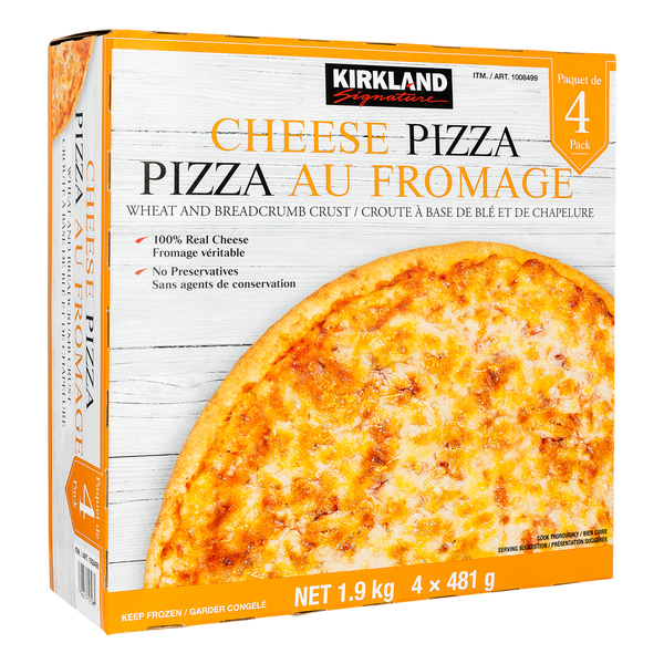 "Kirkland Signature Frozen Cheese Pizza Pack of 4", 4 × 481 g (1.06 lb)
