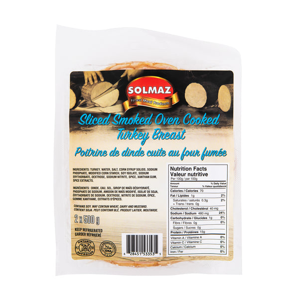 Solmaz Sliced Halal Smoked Turkey Breast 2 × 500 g