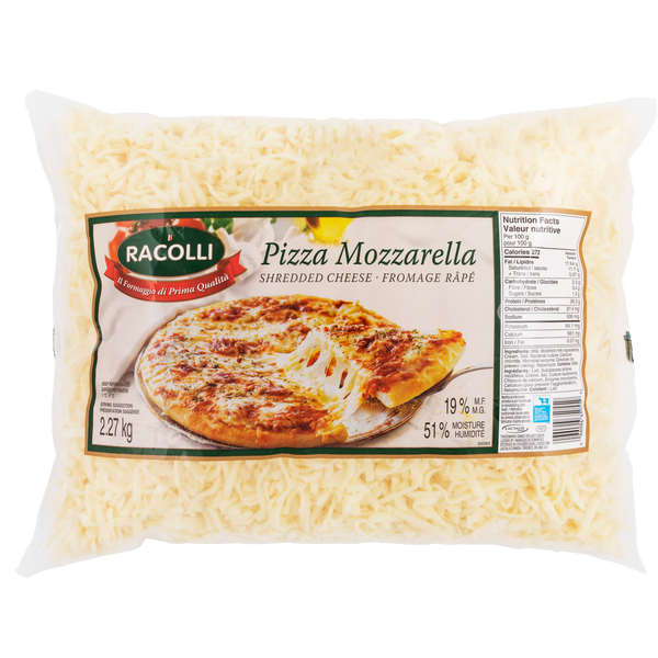 Racolli 19% Pizza Mozzarella Shredded Cheese	2.27 kg