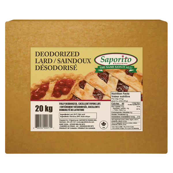 Saporito Deodorized Lard, 20Kg