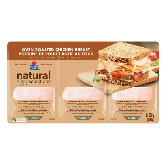 Maple Leaf Natural Selections Sliced Chicken 900 g