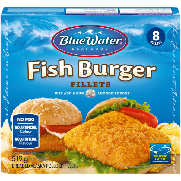 Bluewater Fish Burger Fillets 519 gm