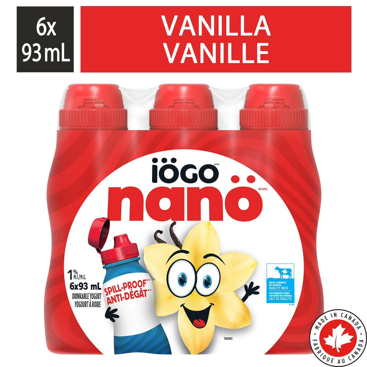 iÖGO nanö Drinkable Vanilla Yogurt 1%, 6x93ML