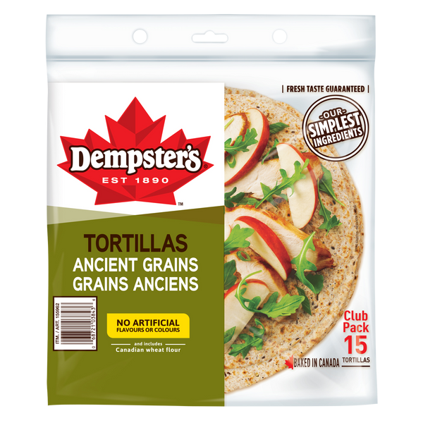 "Dempster's 10-in Ancient Grains Tortillas Pack of 15" 915g