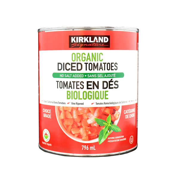 "Kirkland Signature Organic Diced Tomatoes 8 × 796 mL"