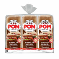 POM Superclub Sandwich 100% Whole Grain Wheat Bread 3x675g