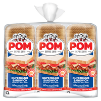 POM Superclub Sandwich White Bread 3x675g