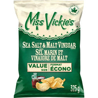 Miss Vickie’s sea salt and & malt vinegar flavour kettle cooked potato chips, 325g