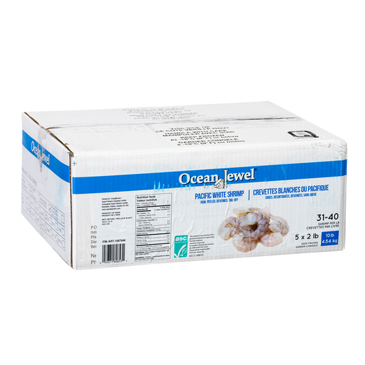 Ocean Jewel Frozen Raw Pacific White Shrimp Tail-Off 31-40, 4.54Kg