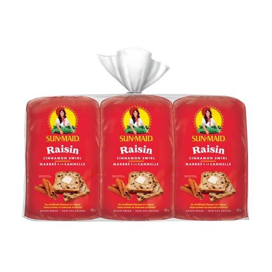 Sun-Maid Raisin Cinnamon Swirl Bread 3x450g