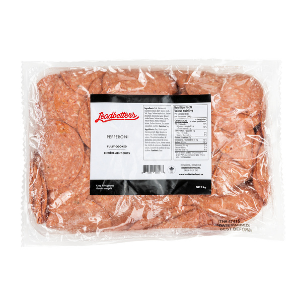 Leadbetters Fully Cooked Pepperoni 3in 2Kg