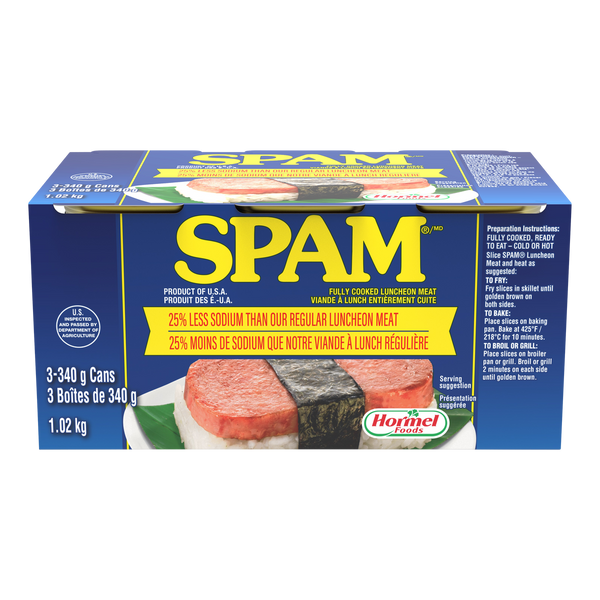 SPAM Luncheon Meat 25% Less sodium 3x340g