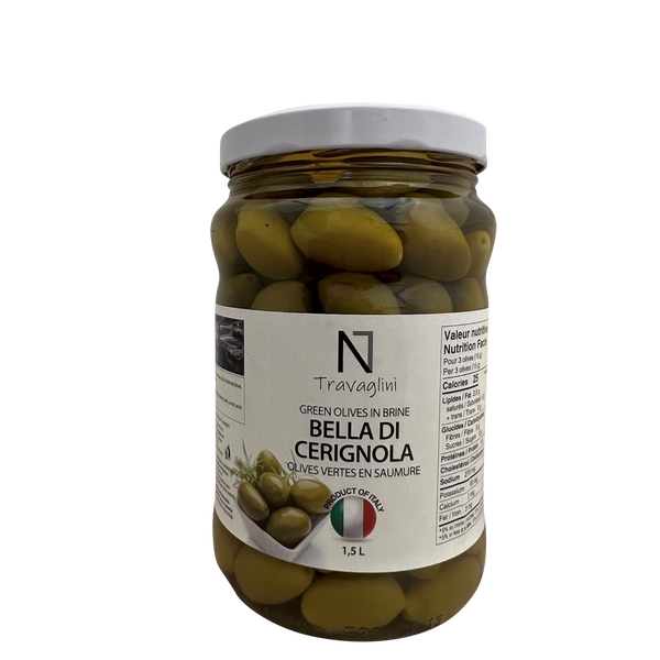 Travaglini Green Cerignola Olives in Brine 1.5L