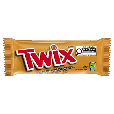 TWIX, Caramel Cookie Chocolate Candy Bar, Full Size Bar, 50g, 1 bar, 50g