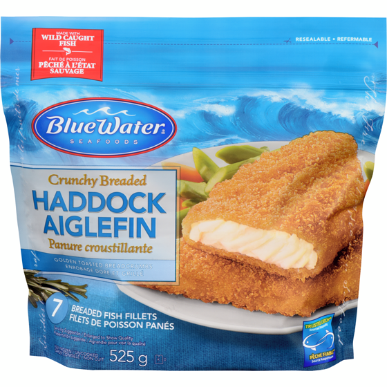 Bluewater Breaded Haddock 525g.