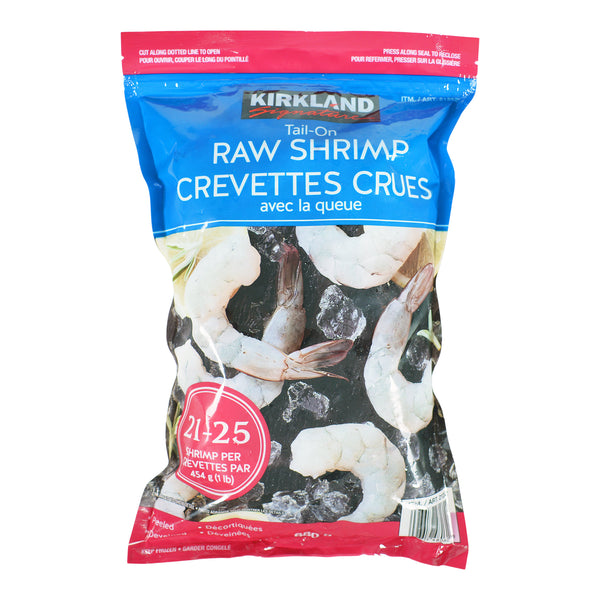 Kirkland Signature Frozen 21/25 Tail-on Raw Shrimp 680g