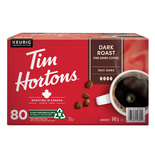 Tim Hortons Dark Roast Single-serve K-Cup Pods Pack of 80, 840g