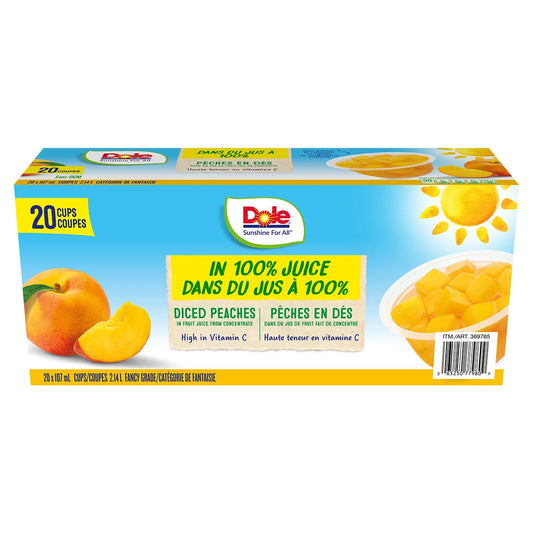 Dole Diced Peaches Cups 20 x 107 mL