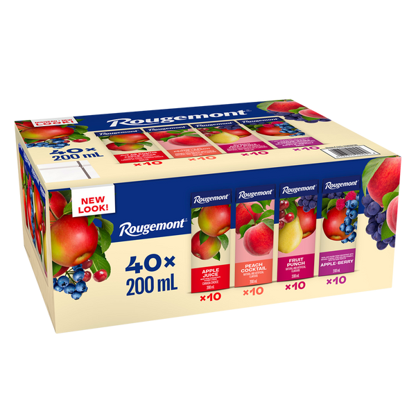Rougemont 100% Juice and Cocktail Assorted Flavours 40 x 200 mL