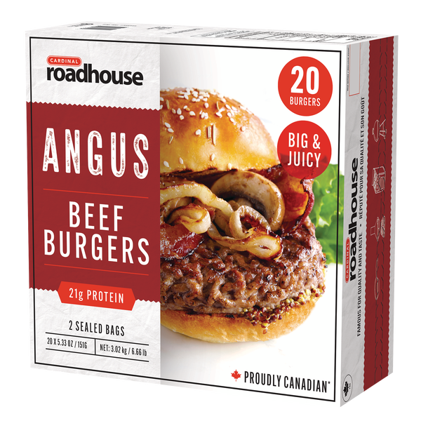 Cardinal Frozen Angus Beef Burgers	20 x 151 g