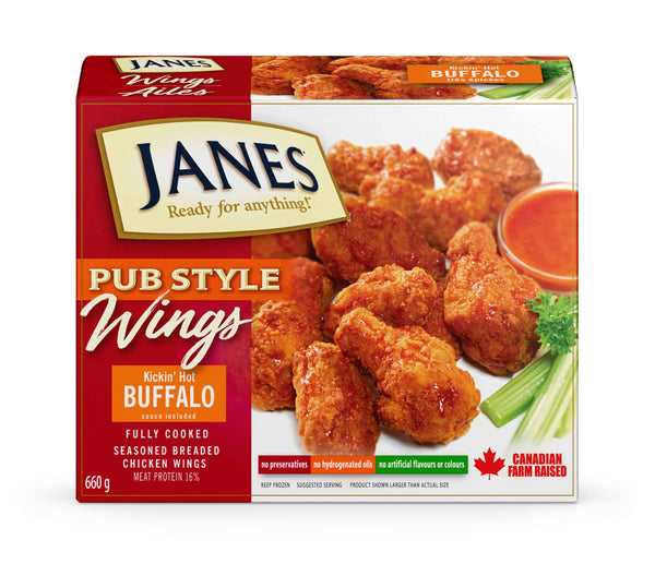 Janes Frozen Kickin' Hot Buffalo Chicken Wings, Pub Style 660g
