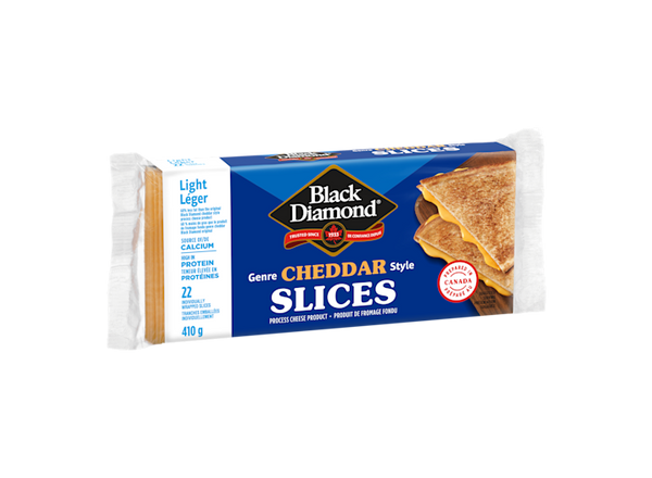 Black Diamond Light Cheddar-Style Processed Cheese Slices 410G