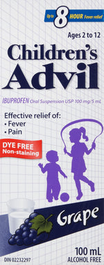 Advil Dye-Free Grape Flavoured Children Ibuprofen Syrup, Children's  100 ML