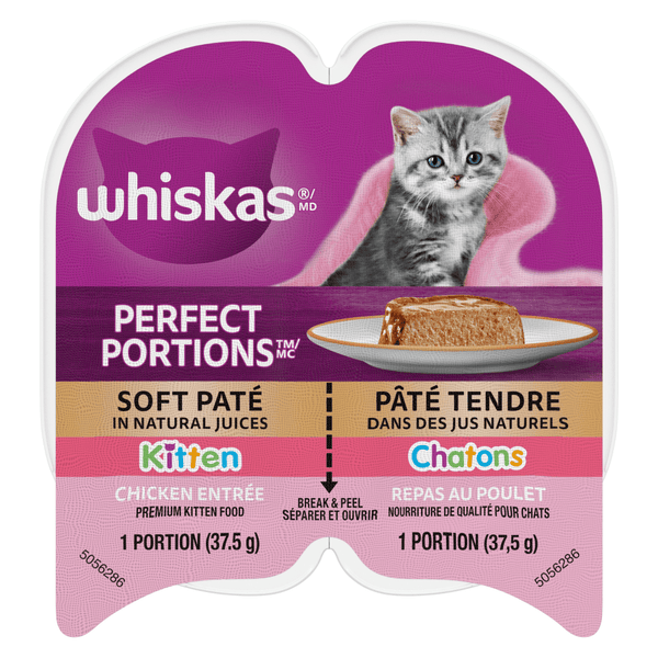 Whiskas Perfect Portions Chicken Entrée Paté Kitten Wet Cat Food, 75g