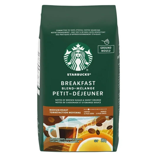 Starbucks Breakfast Blend Ground Coffee 340g, Medium Roast