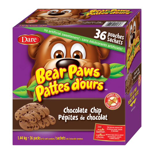 Dare Bear Paws Chocolate Chip 36 Pack, 1.5kg