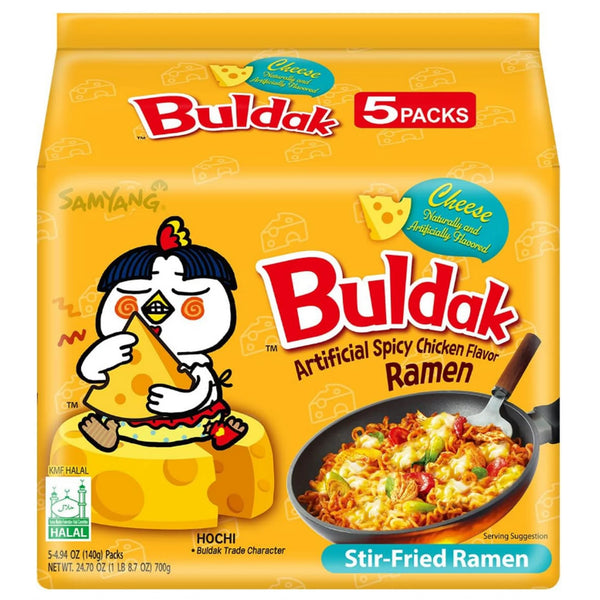 Samyang – Spicy Chicken Buldak Noodle (Cheese) 140g x 5, Pack of 5 (140g each), Creamy Cheese, 700g
