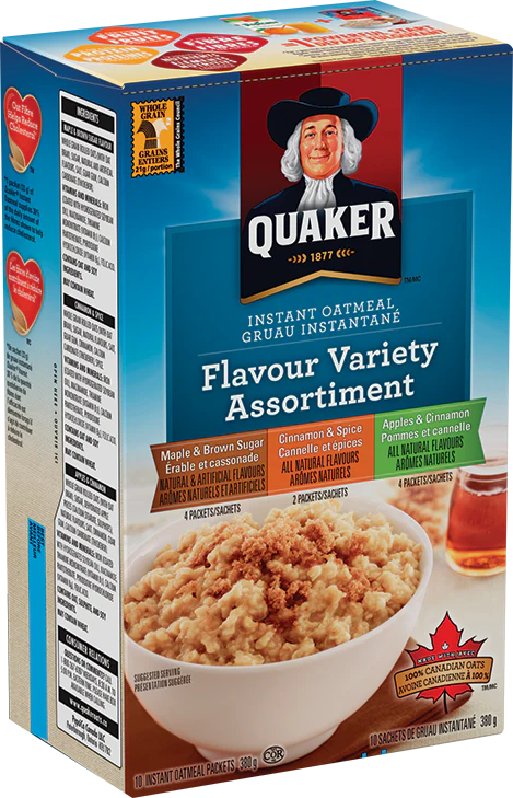 Quaker Instant Oatmeal, Flavour Variety 8pk, 380g