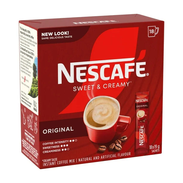 Sweet & Creamy Instant Coffee Mix, Single-serve Sachets Containing Coffee, Coffee Whitener & Sugar, Just Add Hot Water, 100% Responsibly Sourced Coffee, 351 g