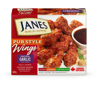 Janes Frozen Chicken Wings with Sweet Honey Garlic Sauce, Pub Style 660g