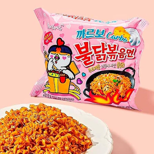 Samyang – Spicy Chicken Buldak Noodle (Cream Carbo) 140g x 5, Pack of 5 (140g each), Creamy Carbonara, 700g
