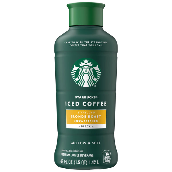 Starbucks Unsweetened Blonde Roast Coffee Beverage, Iced Coffee 1.42L