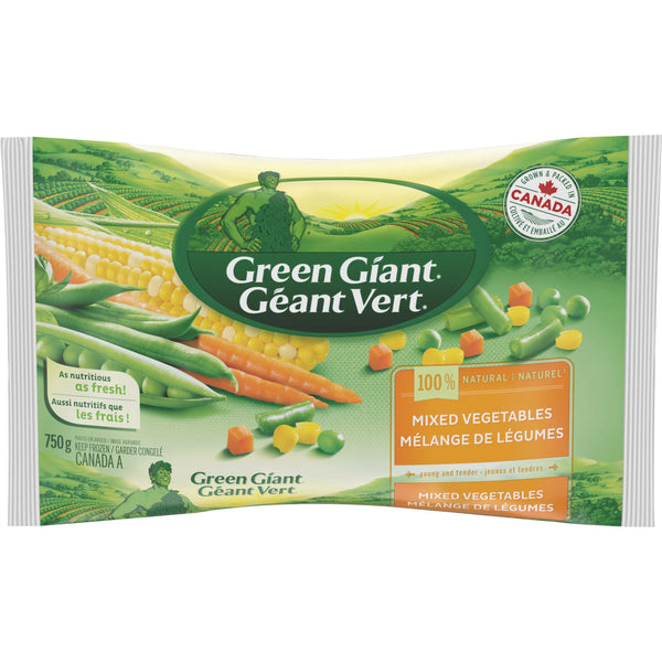 Green Giant 100% Natural Mixed Vegetables, Grown and packed in Canada, 750 g (Frozen Vegetables)