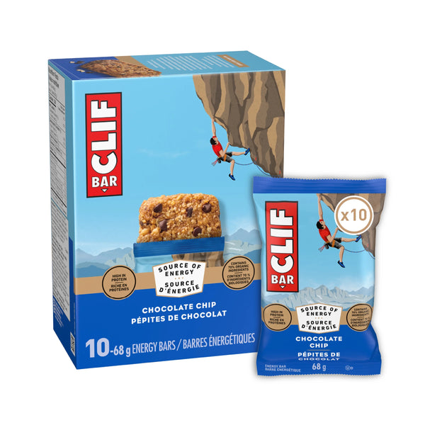 CLIF BAR Energy Bars, Chocolate Chip, Granola Bar, High in Protein, Contains 70% Organic Ingredients, 680g