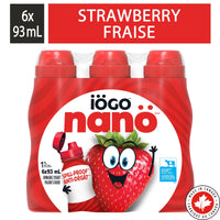 IOGO nano 1% Lactose Free Strawberry Drinkable Yogurt, 6x93ML