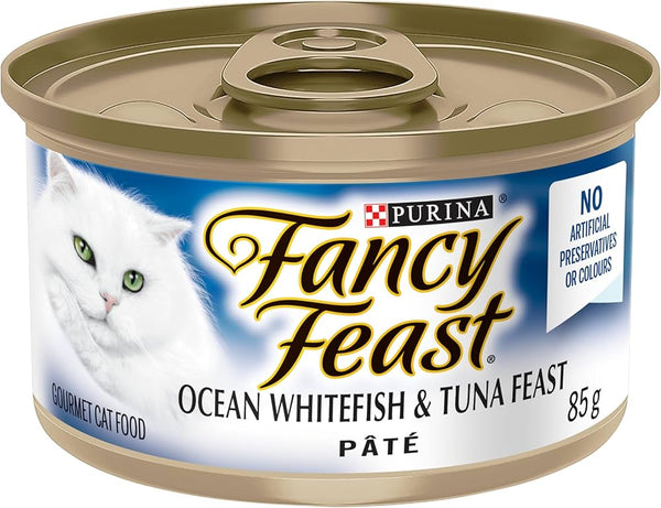 Fancy Feast Pate Ocean Whitefish & Tuna, Wet Cat Food 85g